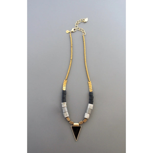 Gray and Black Enameled Necklace