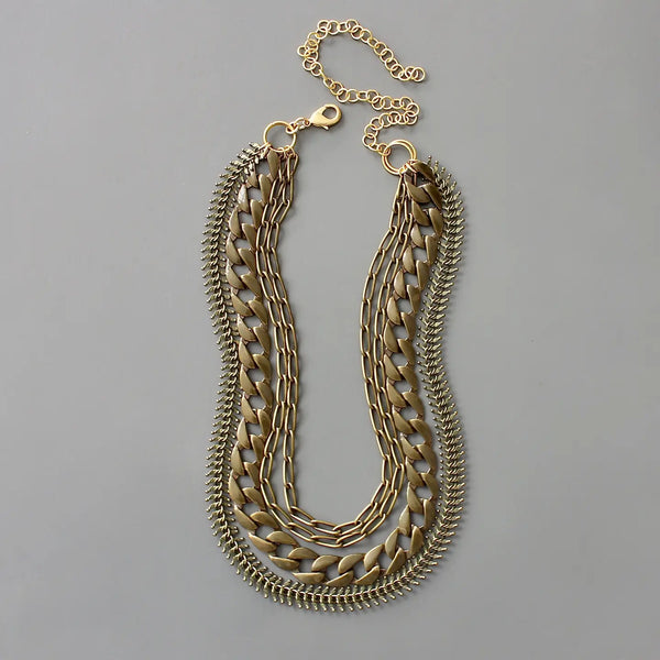 Multi Strand Brass Ox Chain Necklace