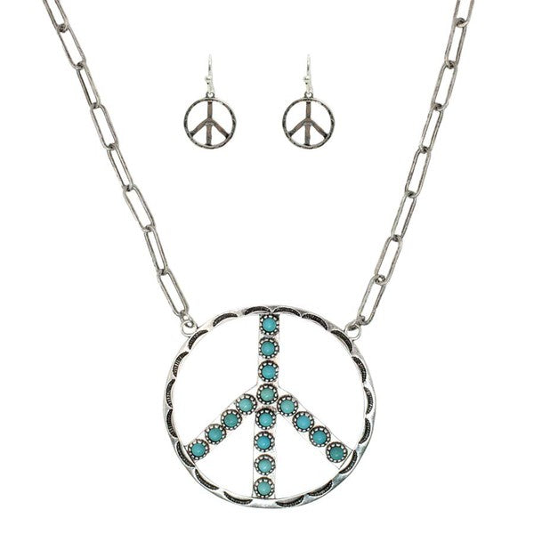 Peace Chain Necklace and Matching Earrings