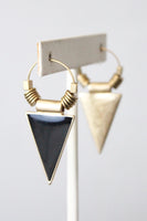 Black Enamel Triangle Hoop Earrings