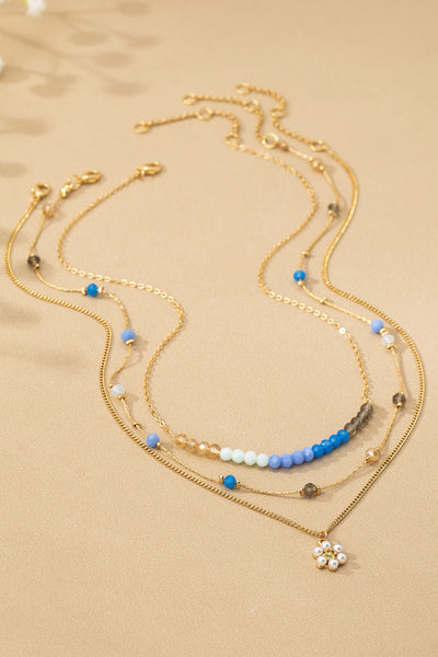beaded glass flower necklace, 3 set
