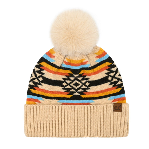 Aztec Pom Beanie MULTIPLE COLORS