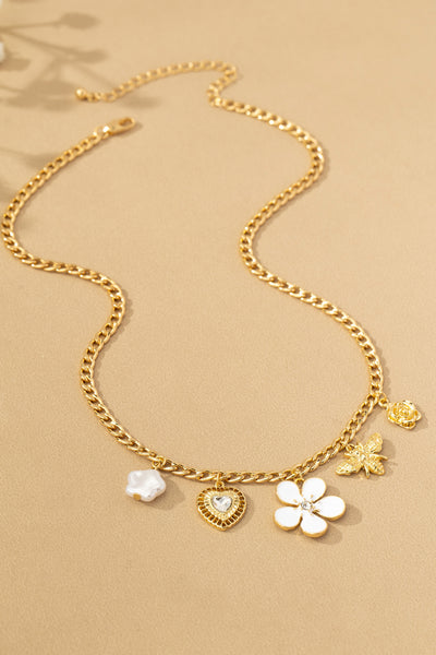 Gold & white charm necklace