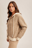 "Fireside" boucle hooded cardigan jacket