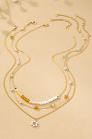 beaded glass flower necklace, 3 set