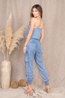 “Dressed to chill” Cargo chambray jumpsuit